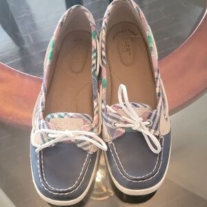 Sperry Women's Blue Plaid Boat Shoes